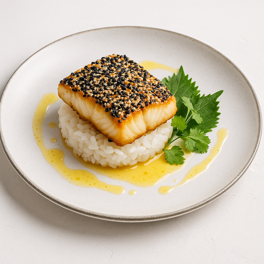 Cabillaud croustillant au sésame et sauce yuzu
