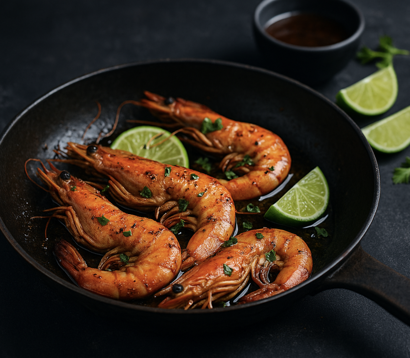 Gambas flambées au rhum et citron vert